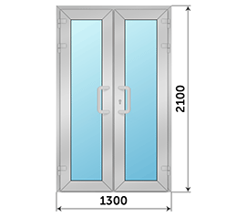 Двухстворчатая дверь остекленная Alumil Smartia M11500 1300x2100