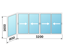 Окно на лоджию Realit 4000x1600