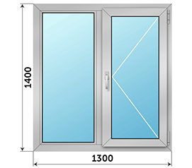 Двухстворчатое окно Reynaers CS 77 1300x1400