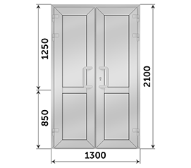 Двухстворчатая дверь глухая Alumil Smartia M11500 1300x2100