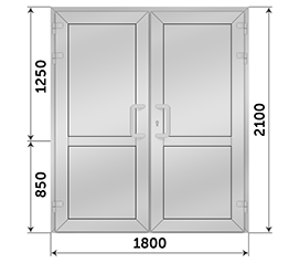 Двухстворчатая дверь глухая Reynaers CS 77 1800x2100