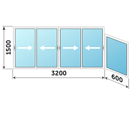 Окно на балкон Realit 3800x1500