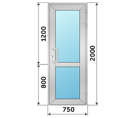 Одностворчатая дверь остекленная Alumil Smartia M11500 750x2000
